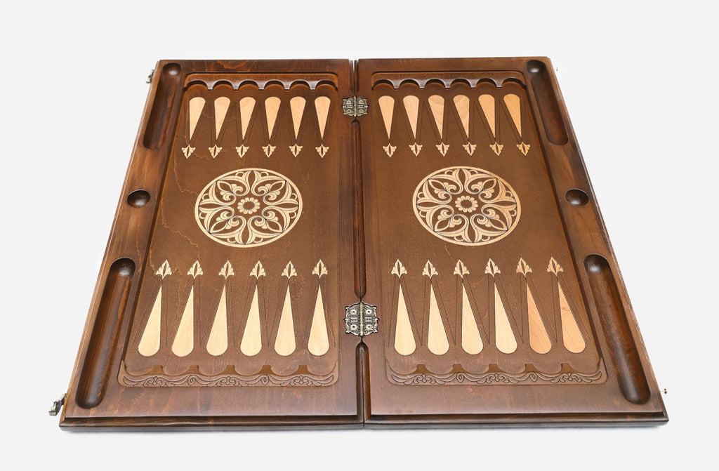 Backgammon Set Boar - handmade wooden backgammon board