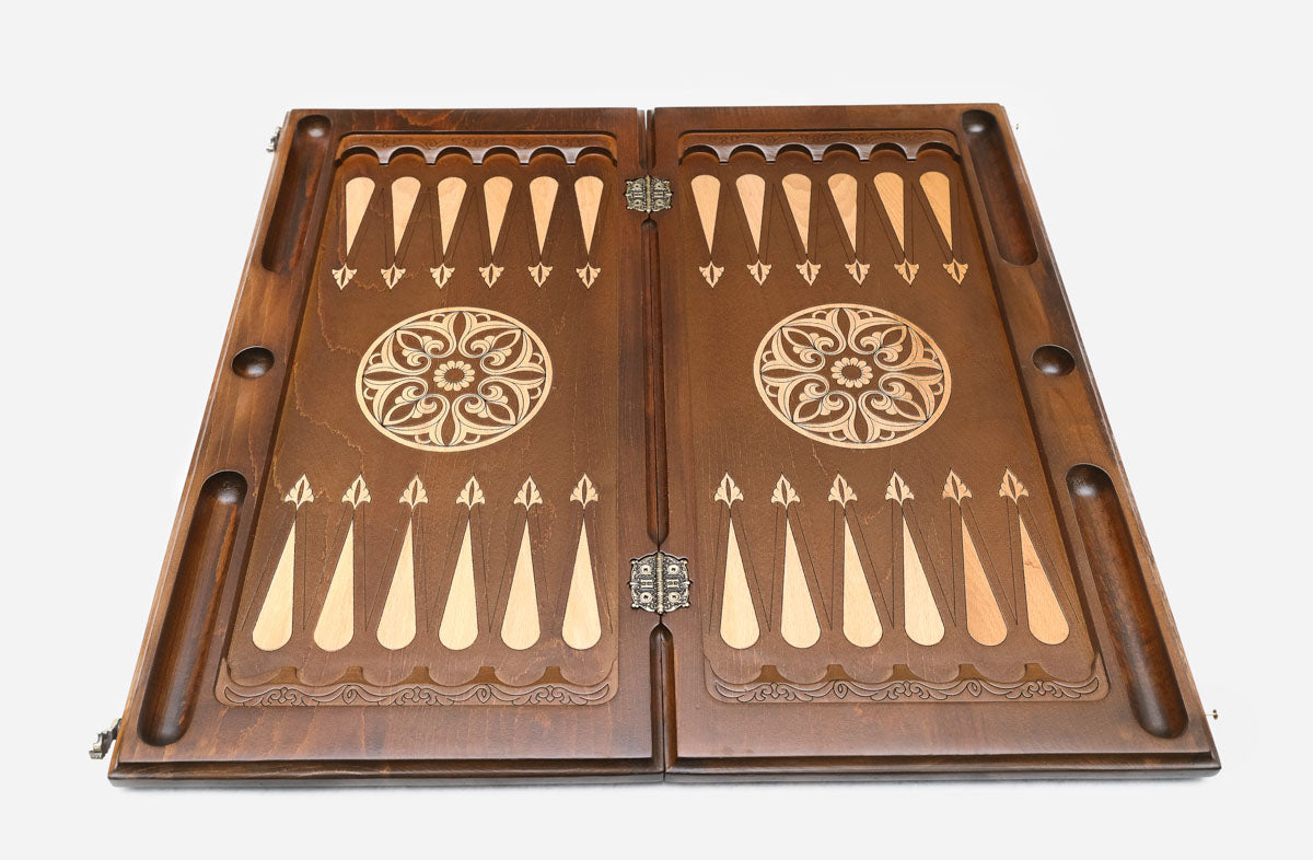 Backgammon Set Boar - handmade wooden backgammon board