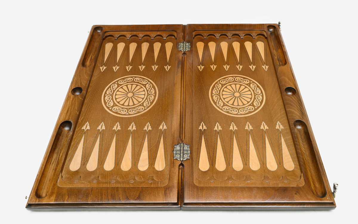 Backgammon Set Swans - handmade wooden backgammon board