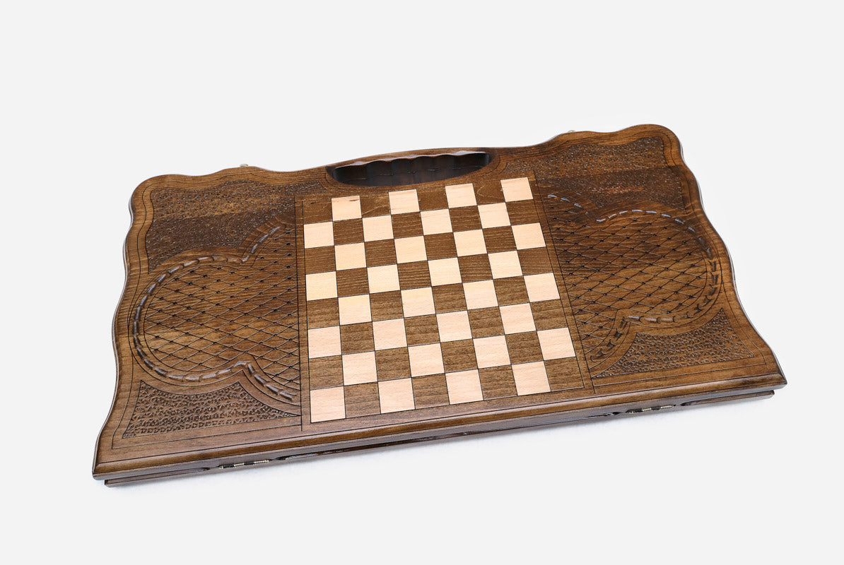 Georgian Backgammon Set - Coat of Arms IV - handmade wooden backgammon board