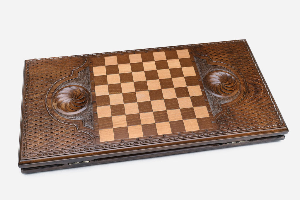 Backgammon Set Cat - handmade wooden backgammon board