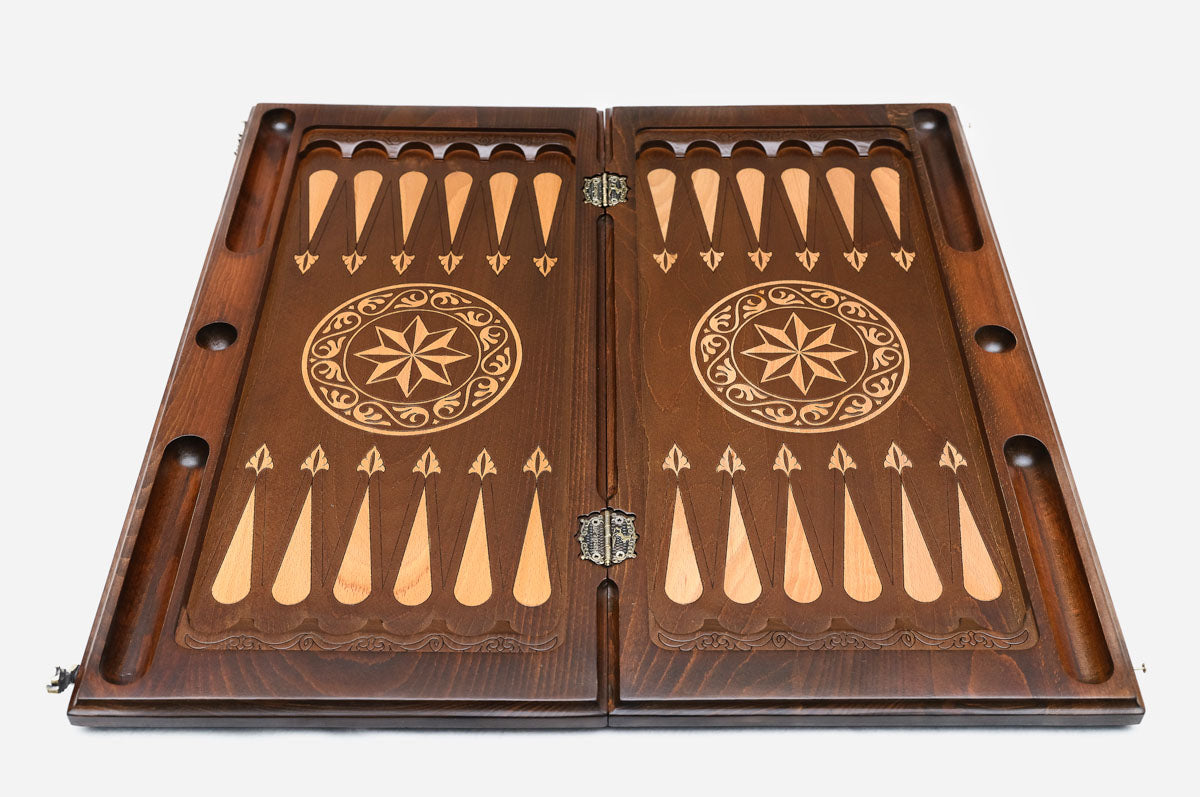 Backgammon Set Cat - handmade wooden backgammon board