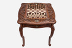 Lion Beech Chess Table with Bronze Pieces
