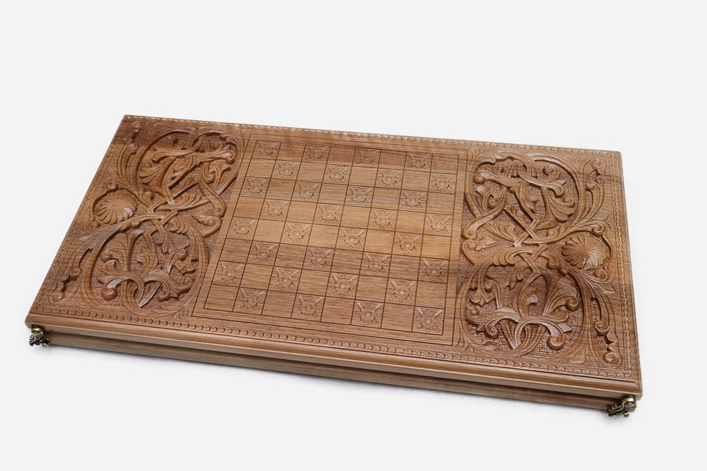 Armenian Backgammon Set - Ornaments XV - handmade wooden backgammon board