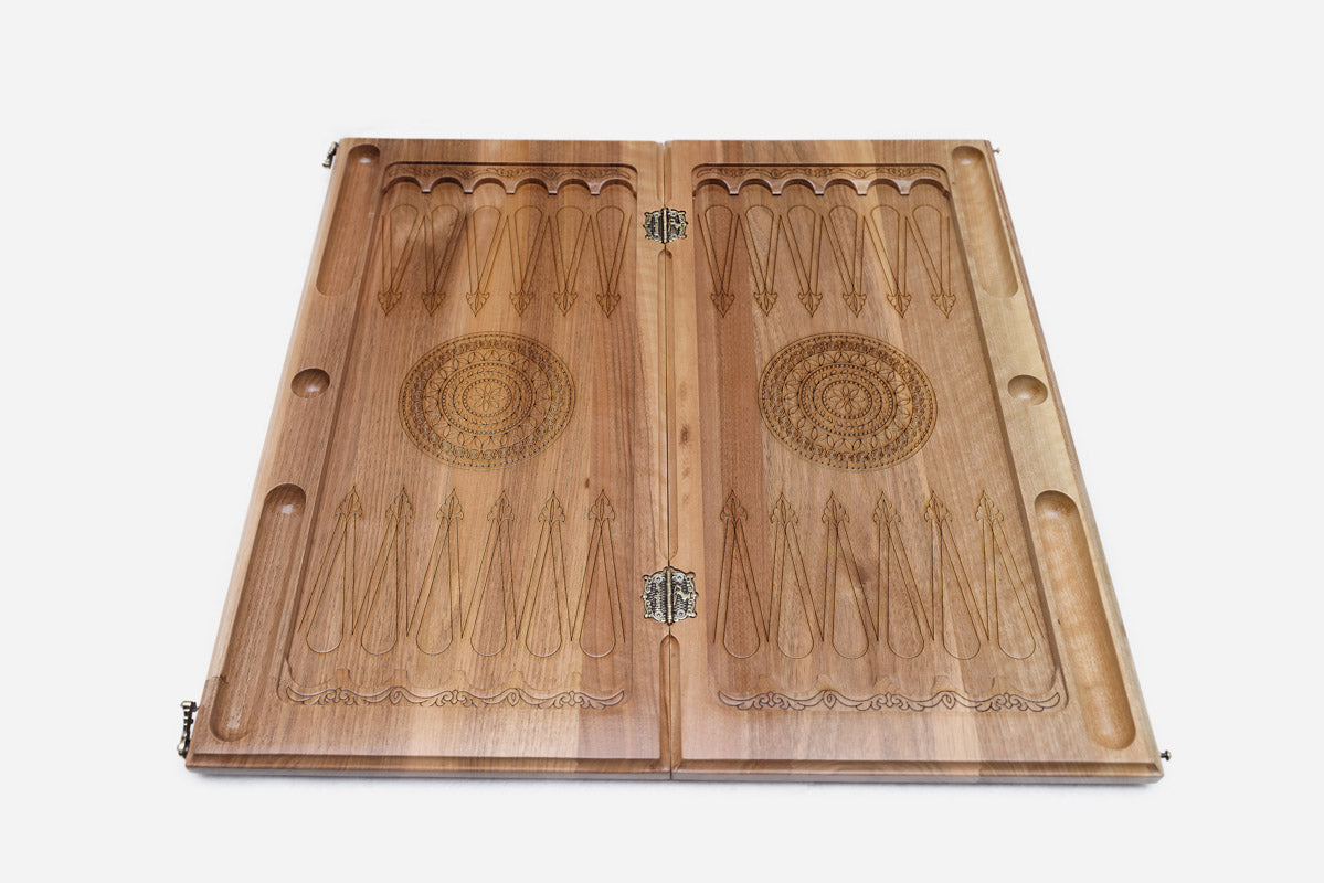Armenian Backgammon Set - Ornaments XV - handmade wooden backgammon board