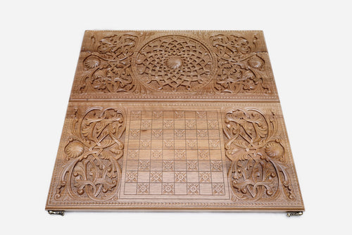 Armenian Backgammon Set - Ornaments XV - handmade wooden backgammon board