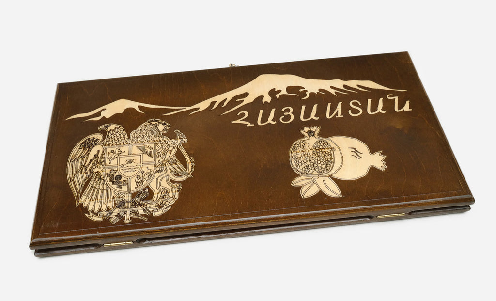 Armenian Backgammon Set - Ararat II - handmade wooden backgammon board