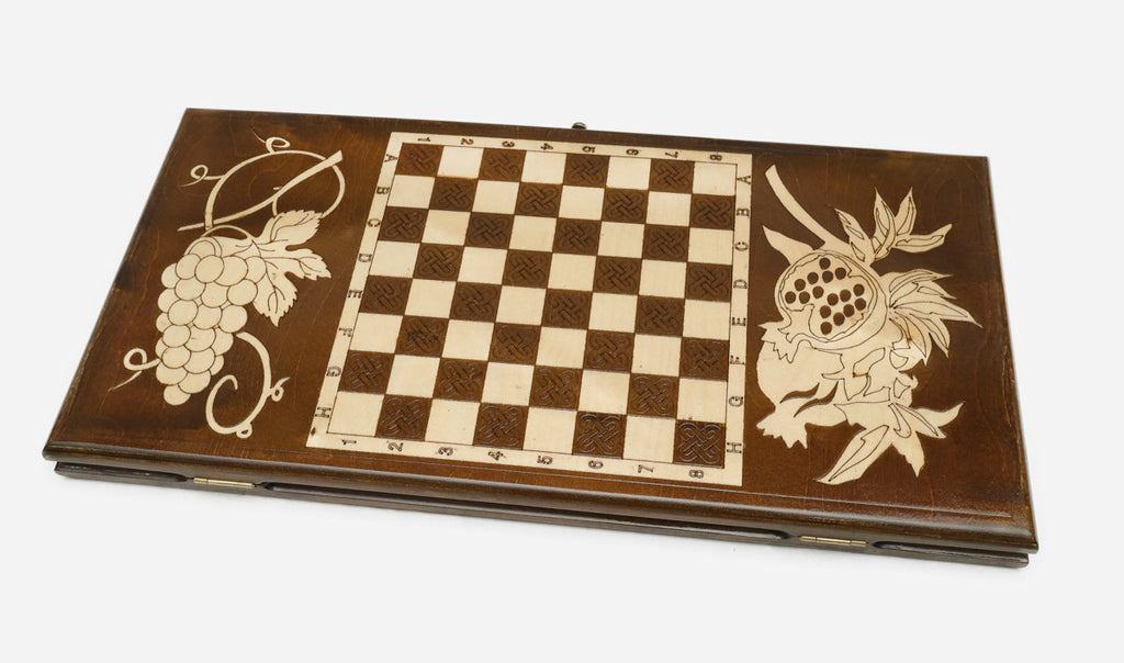 Armenian Backgammon Set - Ararat II - handmade wooden backgammon board