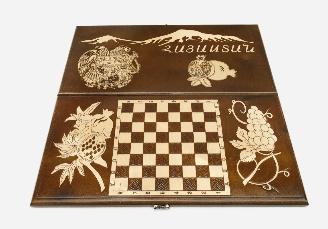 Armenian Backgammon Set - Ararat II - handmade wooden backgammon board