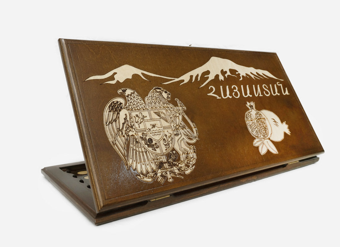Armenian Backgammon Set - Ararat II - handmade wooden backgammon board