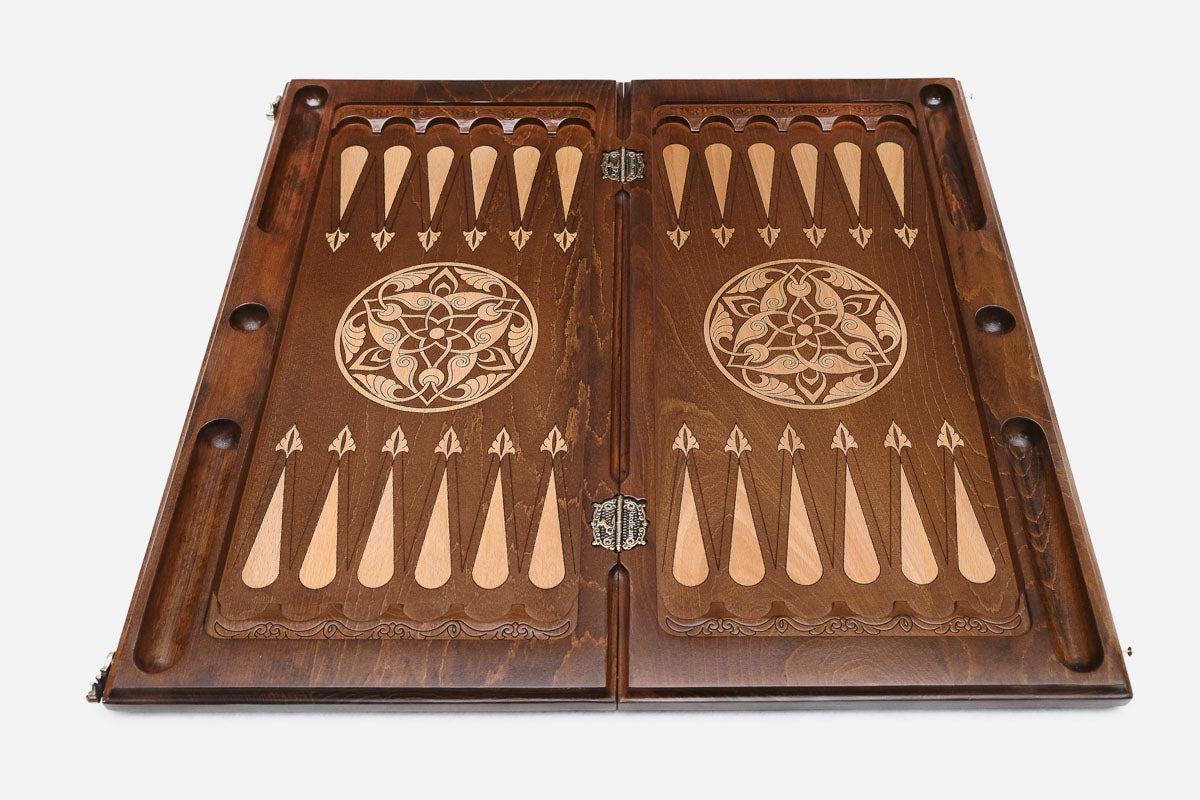 Backgammon Set Horses II - handmade wooden backgammon board