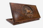 Backgammon Set Horses II - handmade wooden backgammon board