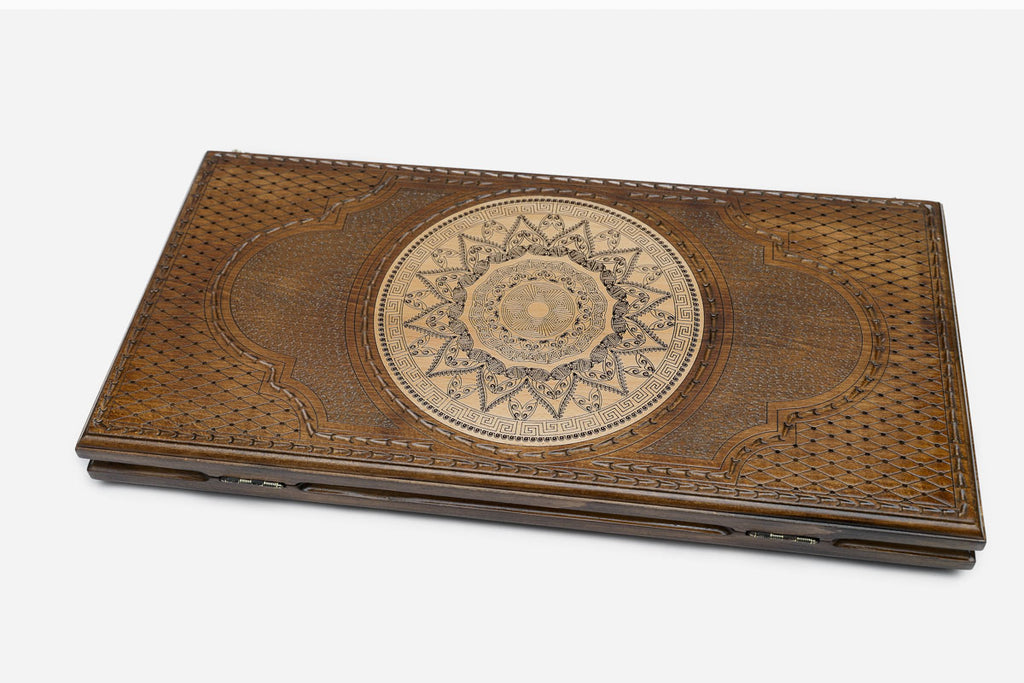 Armenian Backgammon Set - Ornaments XIV - handmade wooden backgammon board
