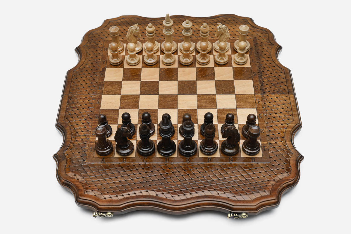 Grand Sculpted-Edge Beech Chess Set