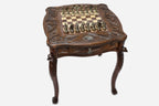 Eagle Beech Chess Table with Bronze Pieces