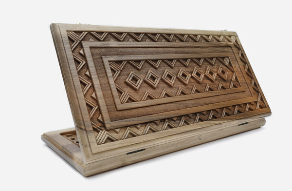 Backgammon Set Khent - handmade wooden backgammon board