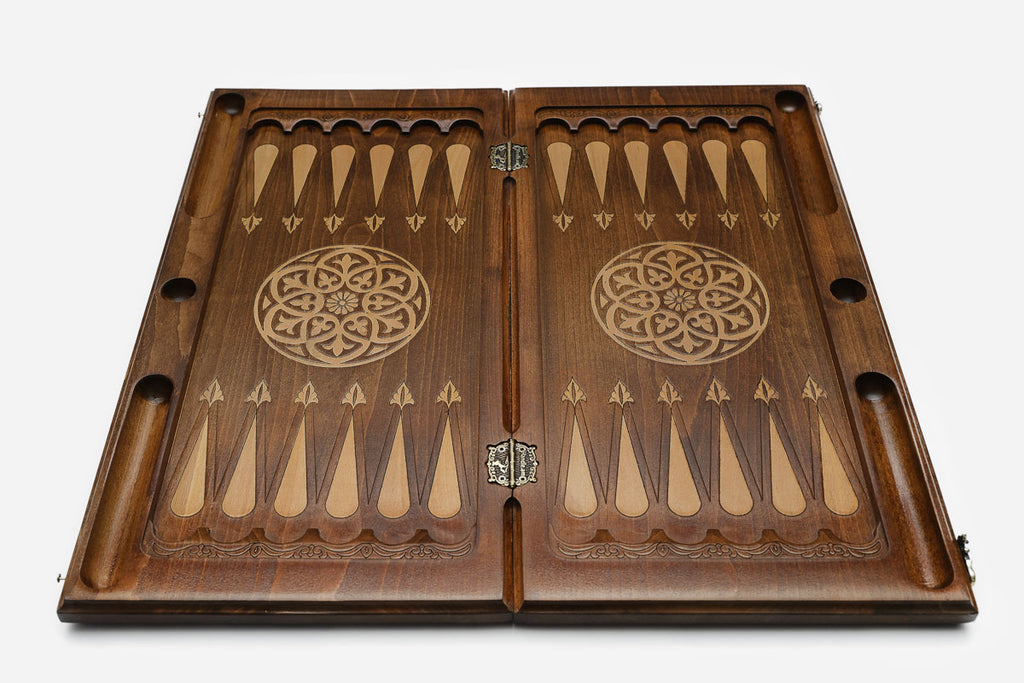 Russian Backgammon Set - Moscow Bears - handmade wooden backgammon board