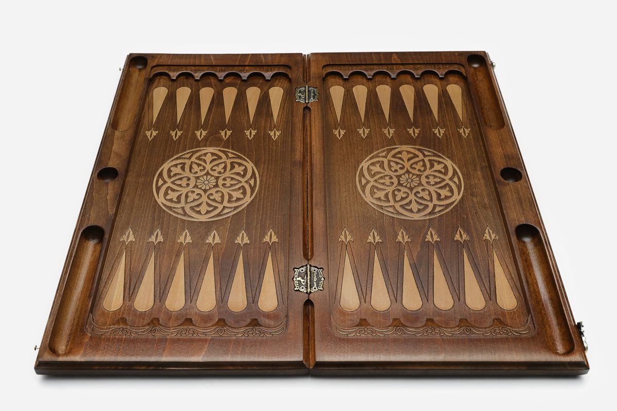 Russian Backgammon Set - Moscow Bears - handmade wooden backgammon board