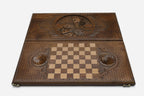 Russian Backgammon Set - Moscow Bears - handmade wooden backgammon board