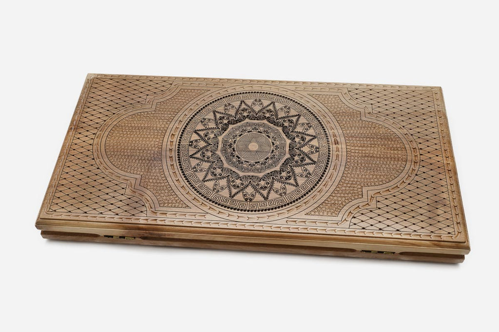 Armenian Backgammon Set - Ornaments XIII - handmade wooden backgammon board
