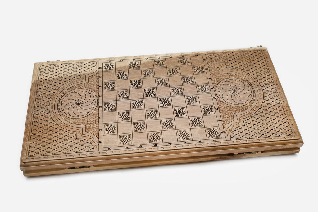 Armenian Backgammon Set - Ornaments XIII - handmade wooden backgammon board