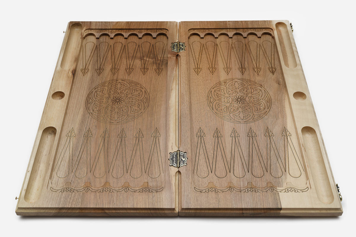Armenian Backgammon Set - Ornaments XIII - handmade wooden backgammon board