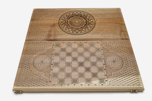 Armenian Backgammon Set - Ornaments XIII - handmade wooden backgammon board