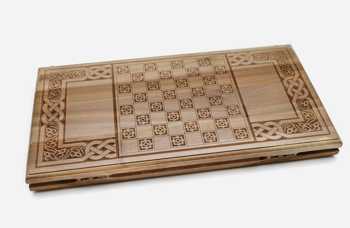 Armenian Backgammon Set - Ornaments XII - handmade wooden backgammon board