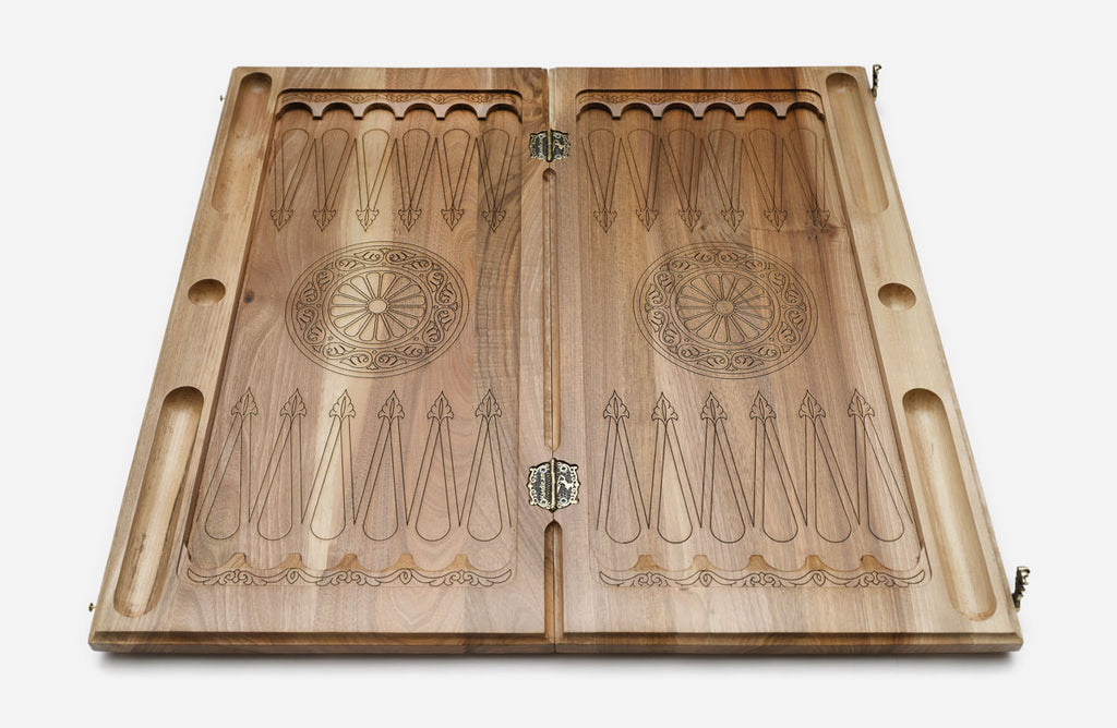 Armenian Backgammon Set - Ornaments XII - handmade wooden backgammon board