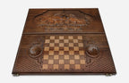 Backgammon Set Fighting Lions - handmade wooden backgammon board