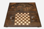 Backgammon Set Hunting Eagle - handmade wooden backgammon board