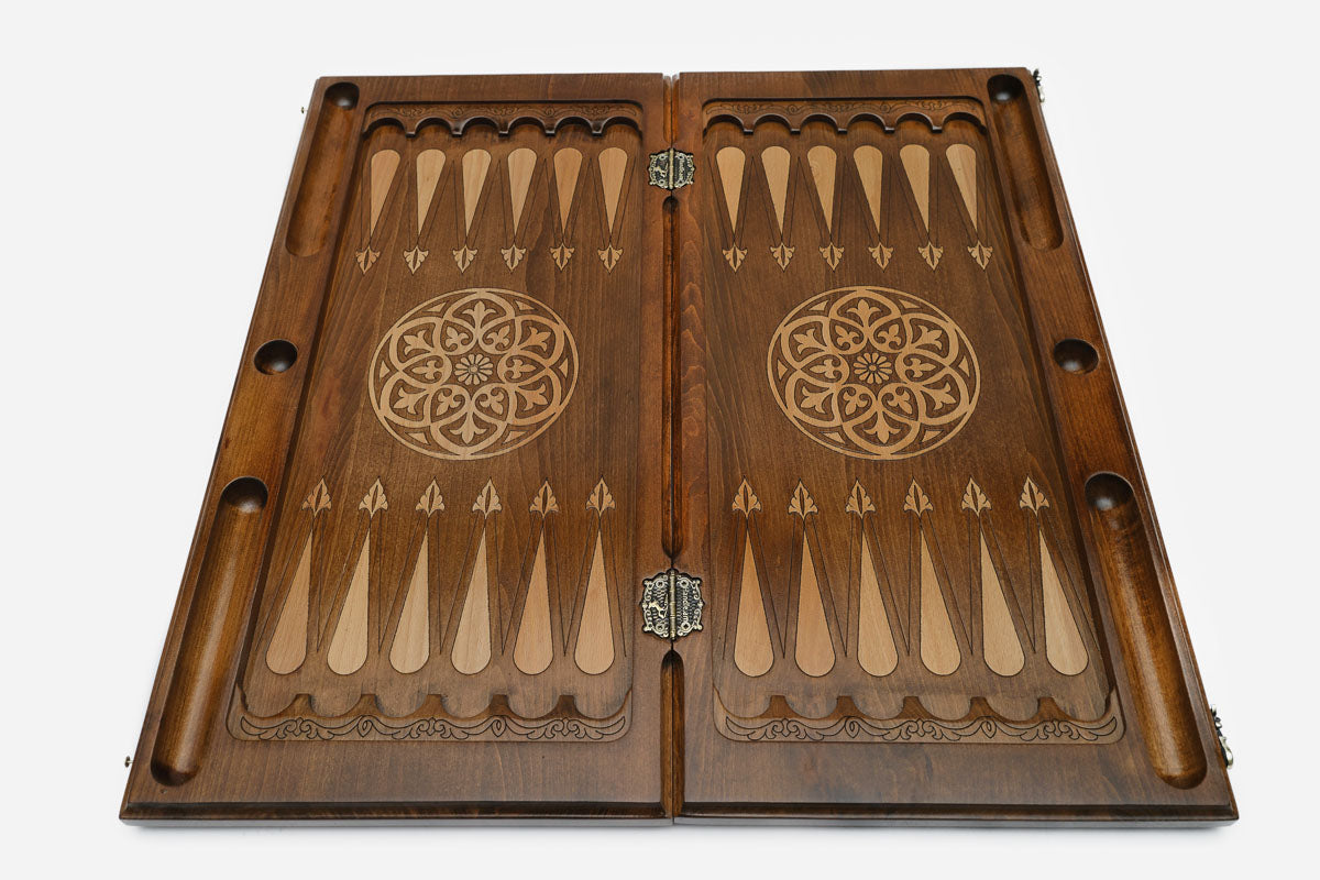 Backgammon Set Wolf III - handmade wooden backgammon board