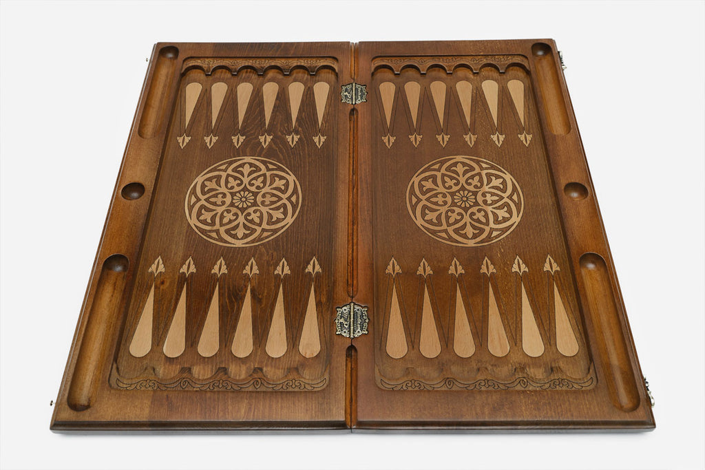 Backgammon Set Horses - handmade wooden backgammon board