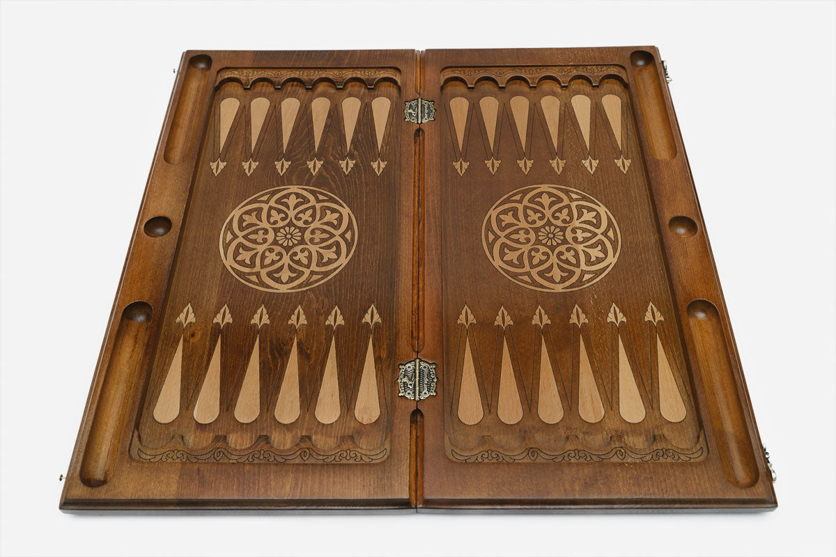 Backgammon Set Horses - handmade wooden backgammon board