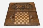 Backgammon Set Horses - handmade wooden backgammon board