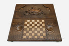 Backgammon Set Lion V - handmade wooden backgammon board