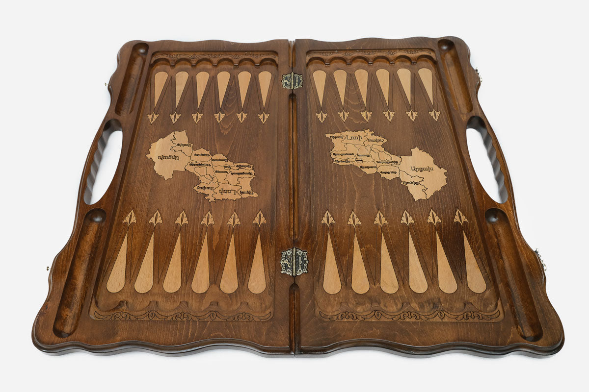 Armenian Backgammon Set - Ararat - handmade wooden backgammon board