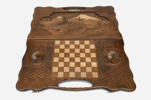 Armenian Backgammon Set - Ararat - handmade wooden backgammon board