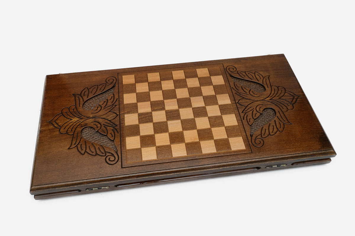 Armenian Backgammon Set - Church of the Holy Saviour - handmade wooden backgammon board