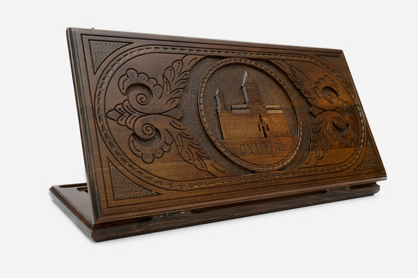 Armenian Backgammon Set - Church of the Holy Saviour - handmade wooden backgammon board