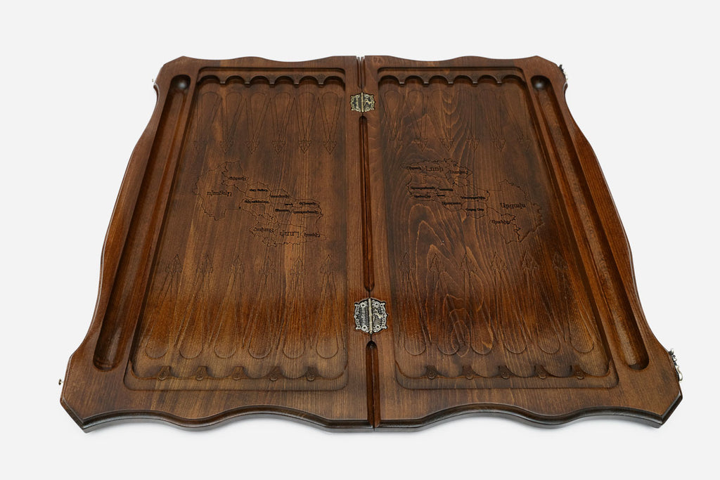 Armenian Backgammon Set - David of Sassoun - handmade wooden backgammon board