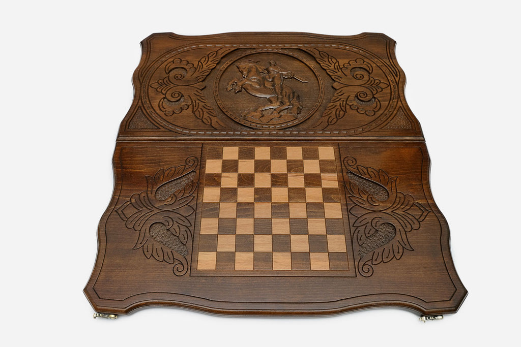 Armenian Backgammon Set - David of Sassoun - handmade wooden backgammon board
