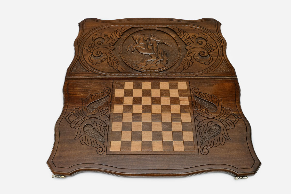 Armenian Backgammon Set - David of Sassoun - handmade wooden backgammon board