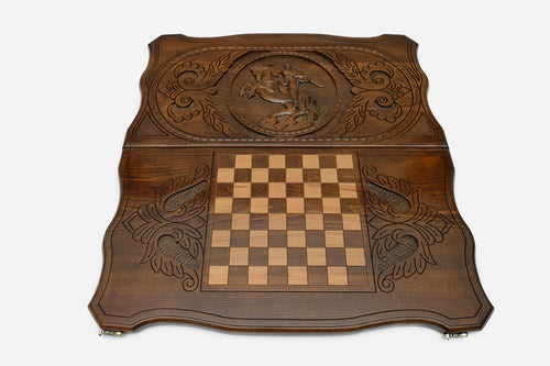 Armenian Backgammon Set - David of Sassoun - handmade wooden backgammon board
