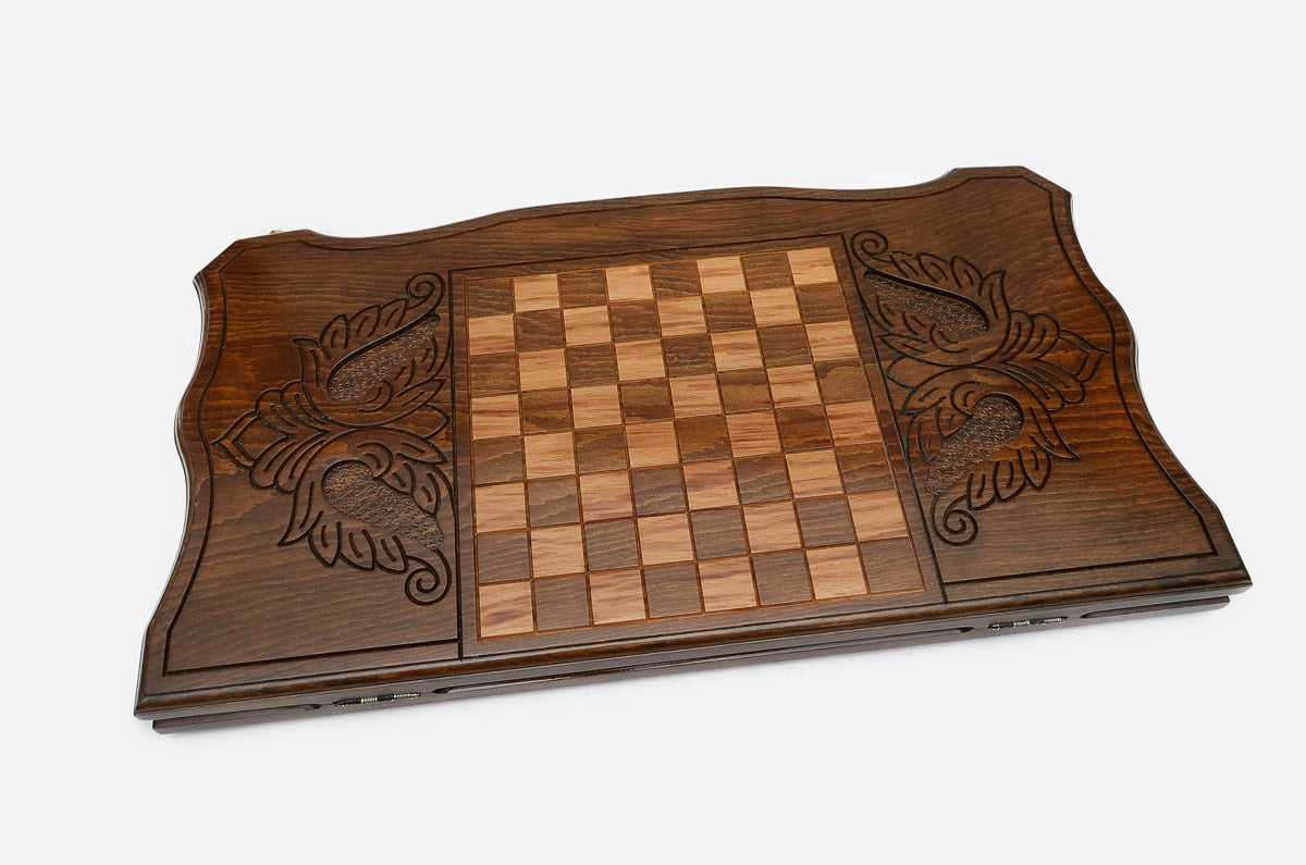 Armenian Backgammon Set - Hayk the Patriarch - handmade wooden backgammon board