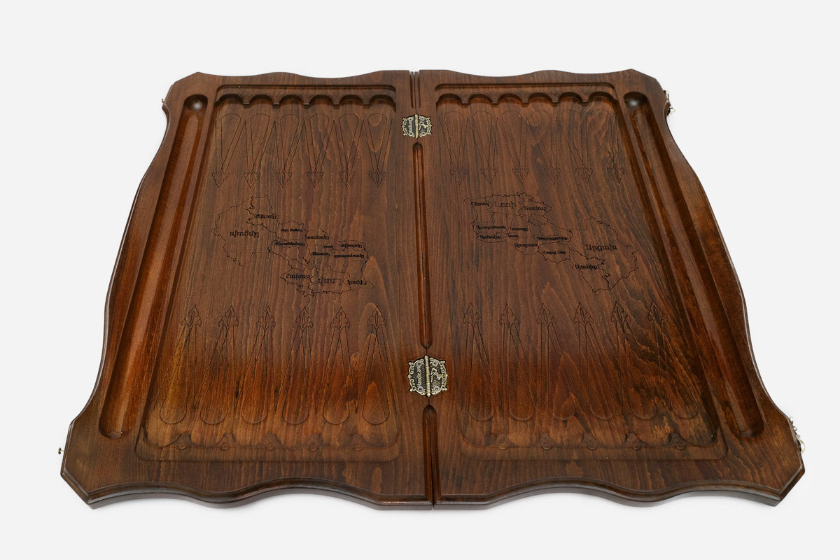 Armenian Backgammon Set - Hayk the Patriarch - handmade wooden backgammon board