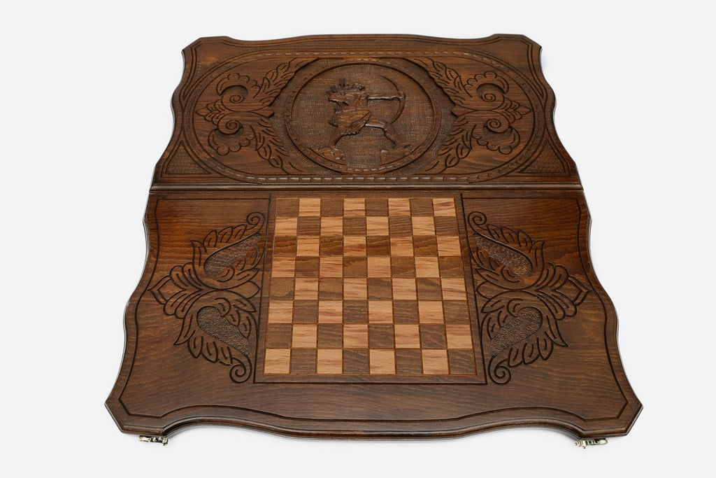 Armenian Backgammon Set - Hayk the Patriarch - handmade wooden backgammon board