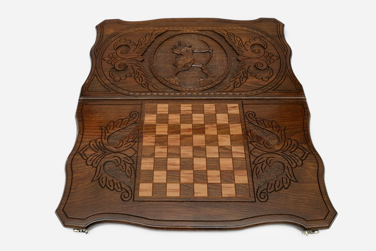 Armenian Backgammon Set - Hayk the Patriarch - handmade wooden backgammon board