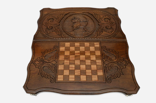 Armenian Backgammon Set - Hayk the Patriarch - handmade wooden backgammon board