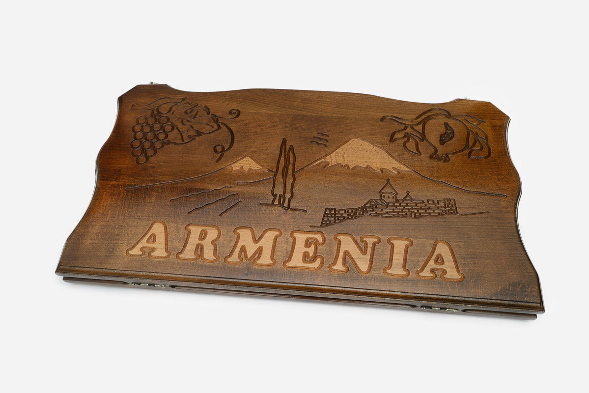 Armenian Backgammon Set - handmade wooden backgammon board